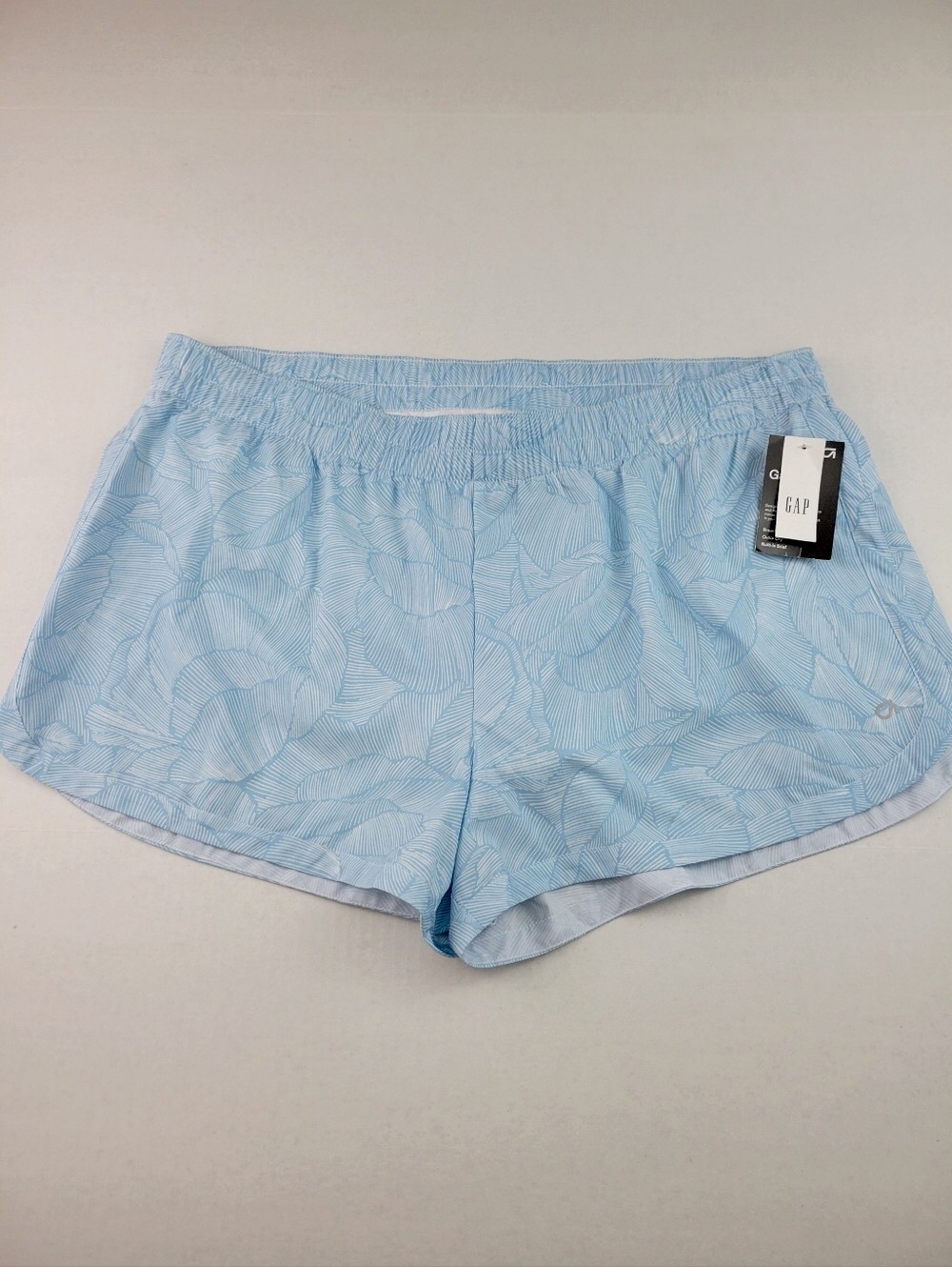 GAP Sportwear Breathable Quit Dry  Pale Blue Leaf-Print Women's Athletic Shorts